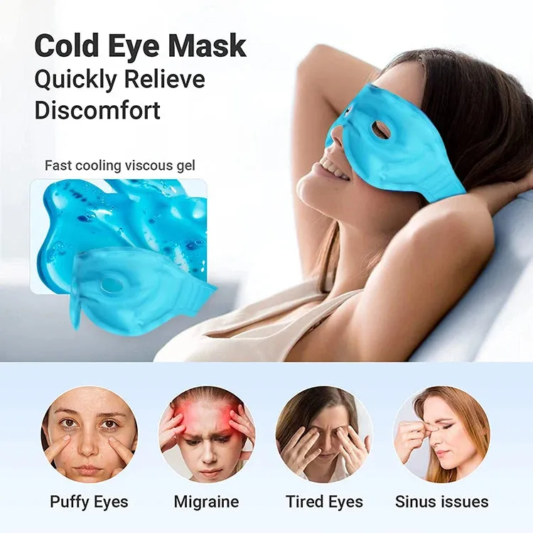 Reusable Gel Eye Mask, Hot Cold Compress Sleep Mask, Nylon and plush Fabric Gel Eye Mask Sleeping Cooling Pack Compress to relieve eye fatigue and dark circles