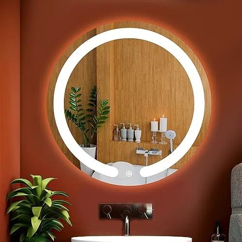 Round Wall Mounting Led Mirror with Bathroom,Light Mirror for Wash Besin,Size 24X24 inch|Mirror with Light 3 Tone (Cool White, Natural White, Warm White).