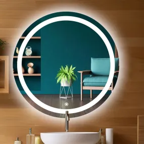 Sunsyze Led Mirror 24"/24" Round Touch Sensor Mirror for makup and Grooming Bathroom wash Basin Vanity Lighted Mirror Backlit (3in1 Round, Wall Mount, Unframed)