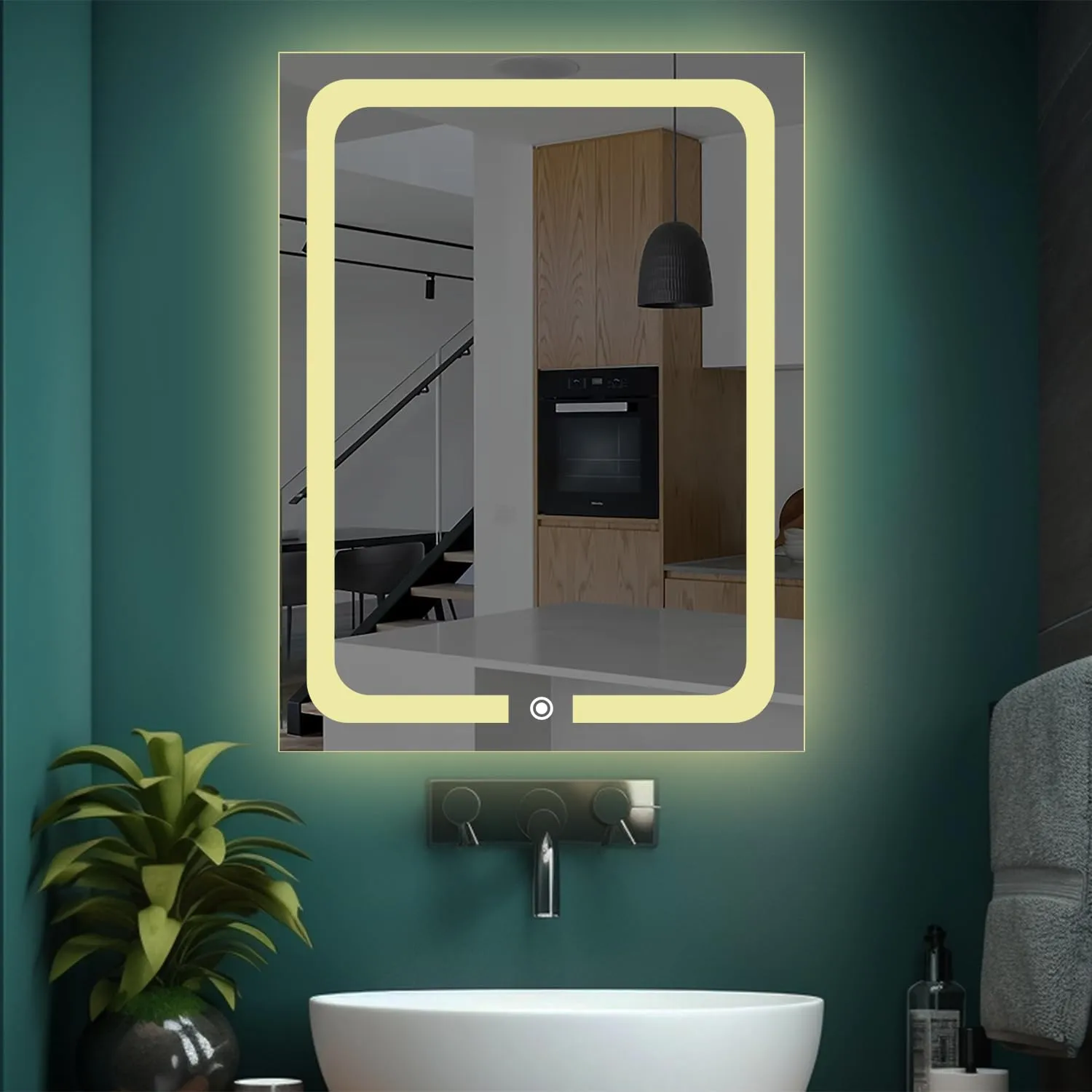 Sunsyze� Wall Mounted Rectangular Backlit Digital Led Mirror with Touch Sensor 3 Light Mode | Bathroom Mirror with Led Lights | Stylish Long Mirror for Bedroom