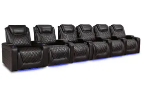 Valencia Oslo XL Leather Home Theater Seating Heavy Duty Row of 6, Dark Chocolate