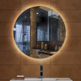 VENETIAN IMAGE Bathroom Mirror Led Illuminated Round Lighted Vanity Makeup Wall Mounted Lights Cosmetic with Touch Switch Demister Pad (Warm Light, 60 x 60 CM)