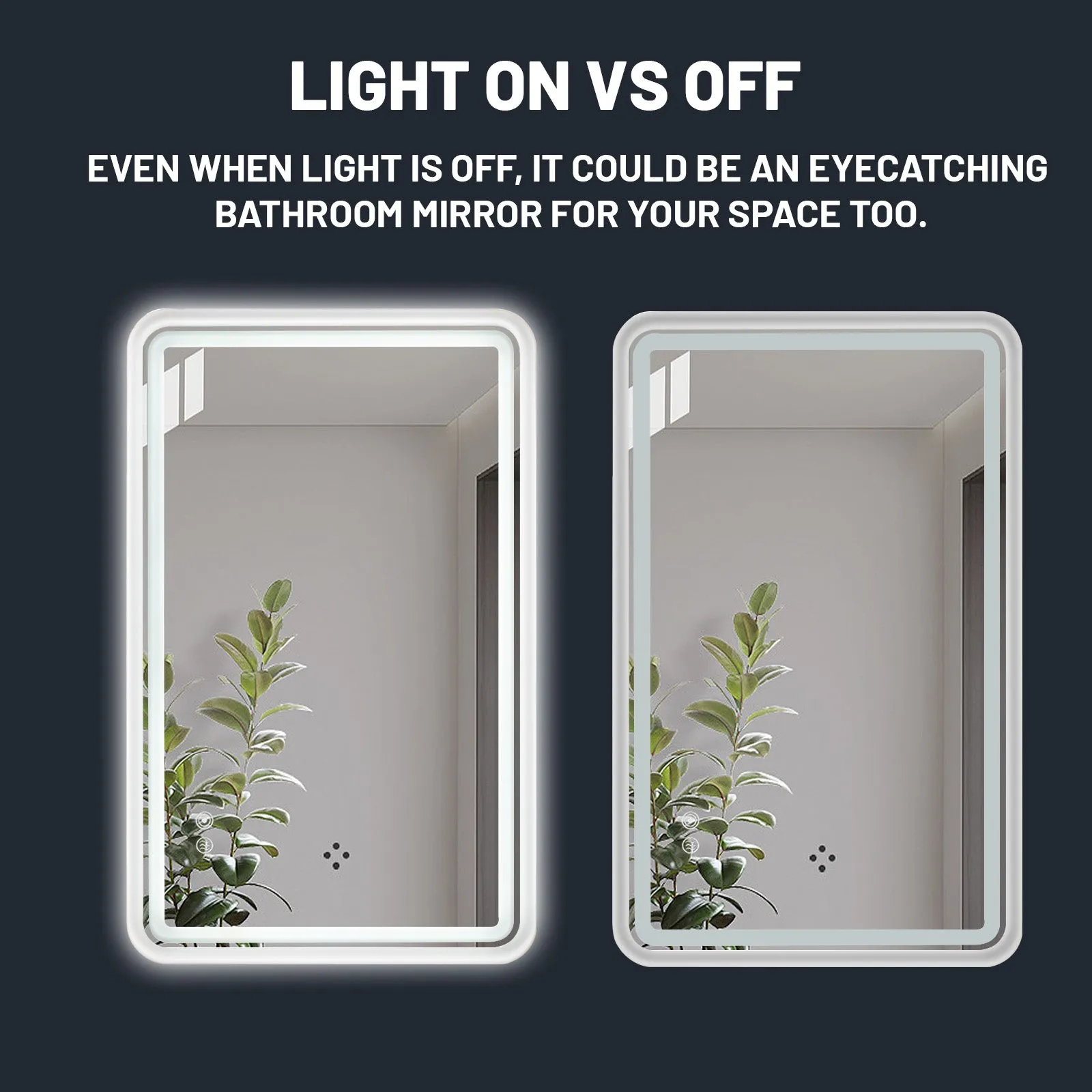 White Framed LED Bathroom Mirror with Lights, Dual Front& Back Lights, Defogging