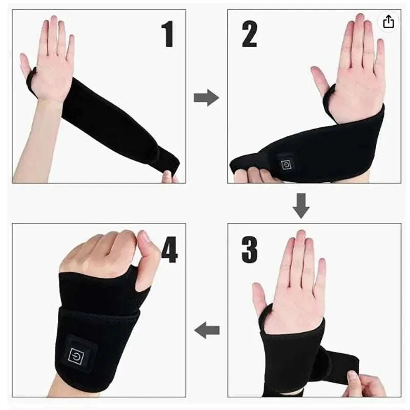 Wrist Brace Carpal Tunnel Arthritis Tendonitis Protector Electric Heating USB Rechargeable Breathable Support Hand Wristband Pad