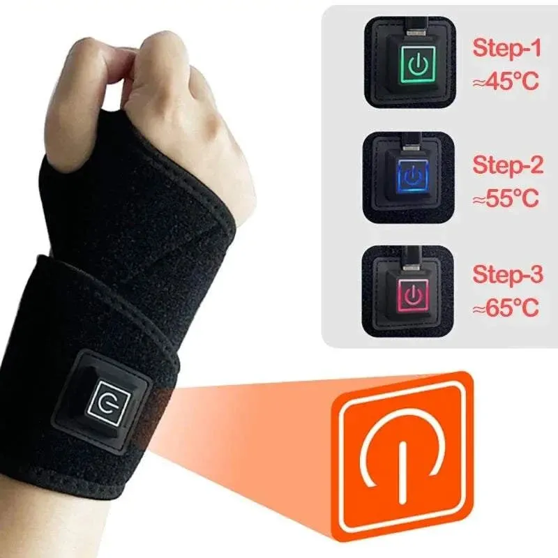 Wrist Brace Carpal Tunnel Arthritis Tendonitis Protector Electric Heating USB Rechargeable Breathable Support Hand Wristband Pad