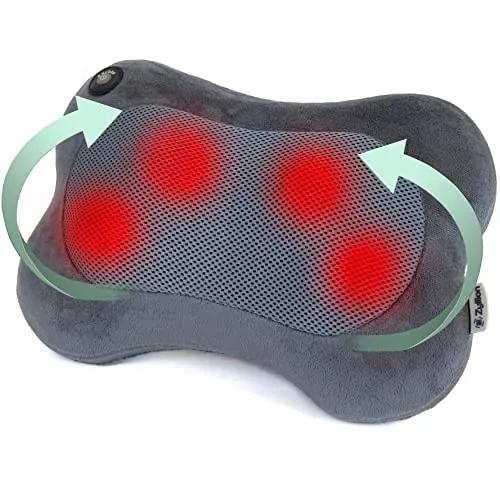 Zyllion Shiatsu Neck Back Massager with Heat - 3D Deep Tissue Kneading Back Massage Pillow for Upper Lower Back, Neck, Shoulder, Legs, Feet, Chair & Car (NOT Cordless) - Slate Velvet (ZMA-13-SLV)